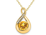 4/5 Carat (ctw) Citrine Drop Pendant Necklace in 14K Yellow Gold with Diamonds and Chain